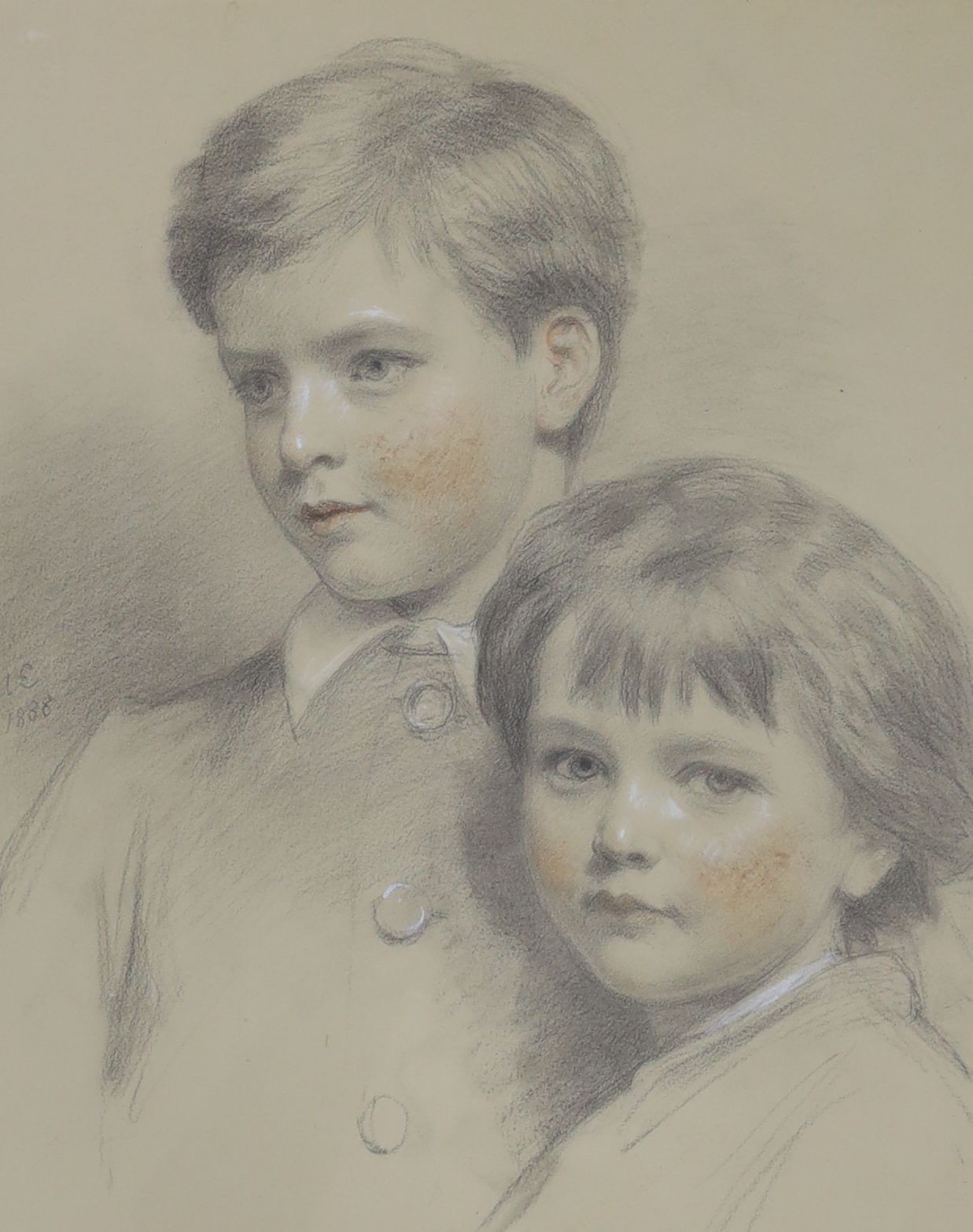 Eden Upton Eddis (1812-1901), pastel, Portrait of two children, signed and dated 1888, 52 x 43cm